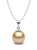 Yoko London 18kt white gold Classic 9mm Golden South Sea pearl pendant necklace - Silver
