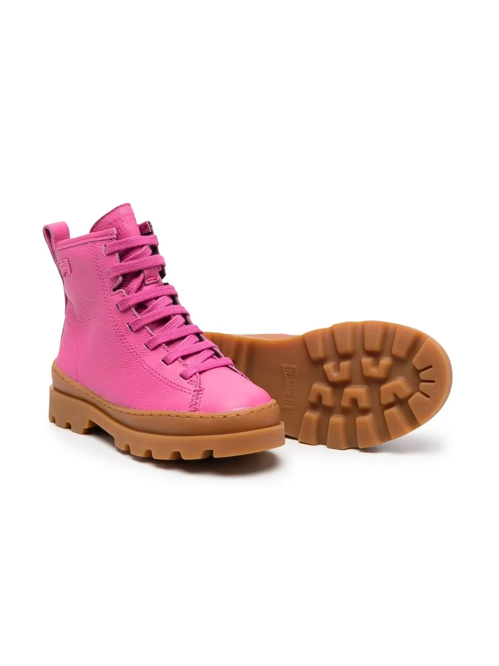 Camper Kids Brutus leren veterlaarzen - Roze