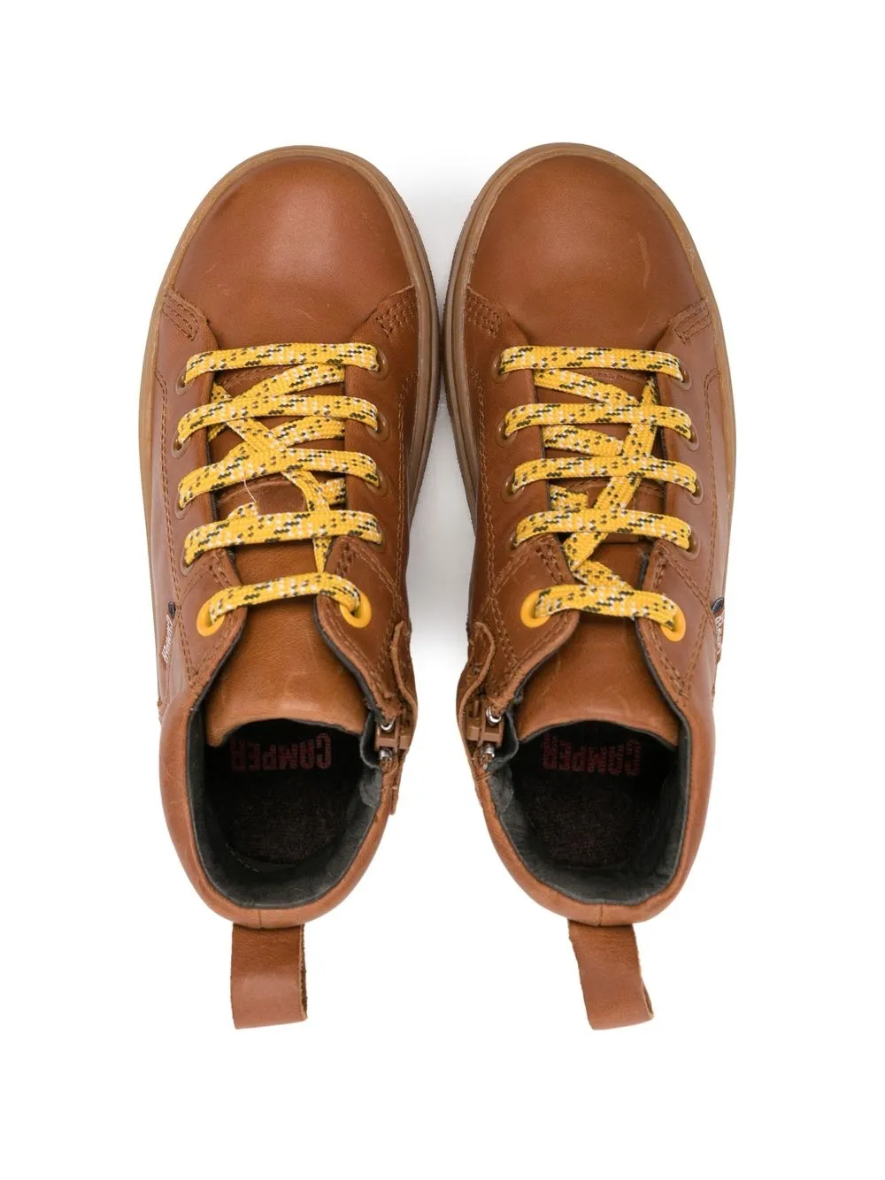 Camper Leather Lace-up Ankle Boots In 褐色
