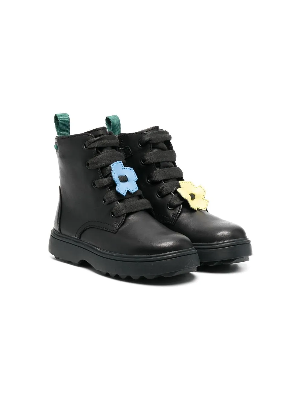 

Camper Kids botas Norte Twin con parche floral - Negro