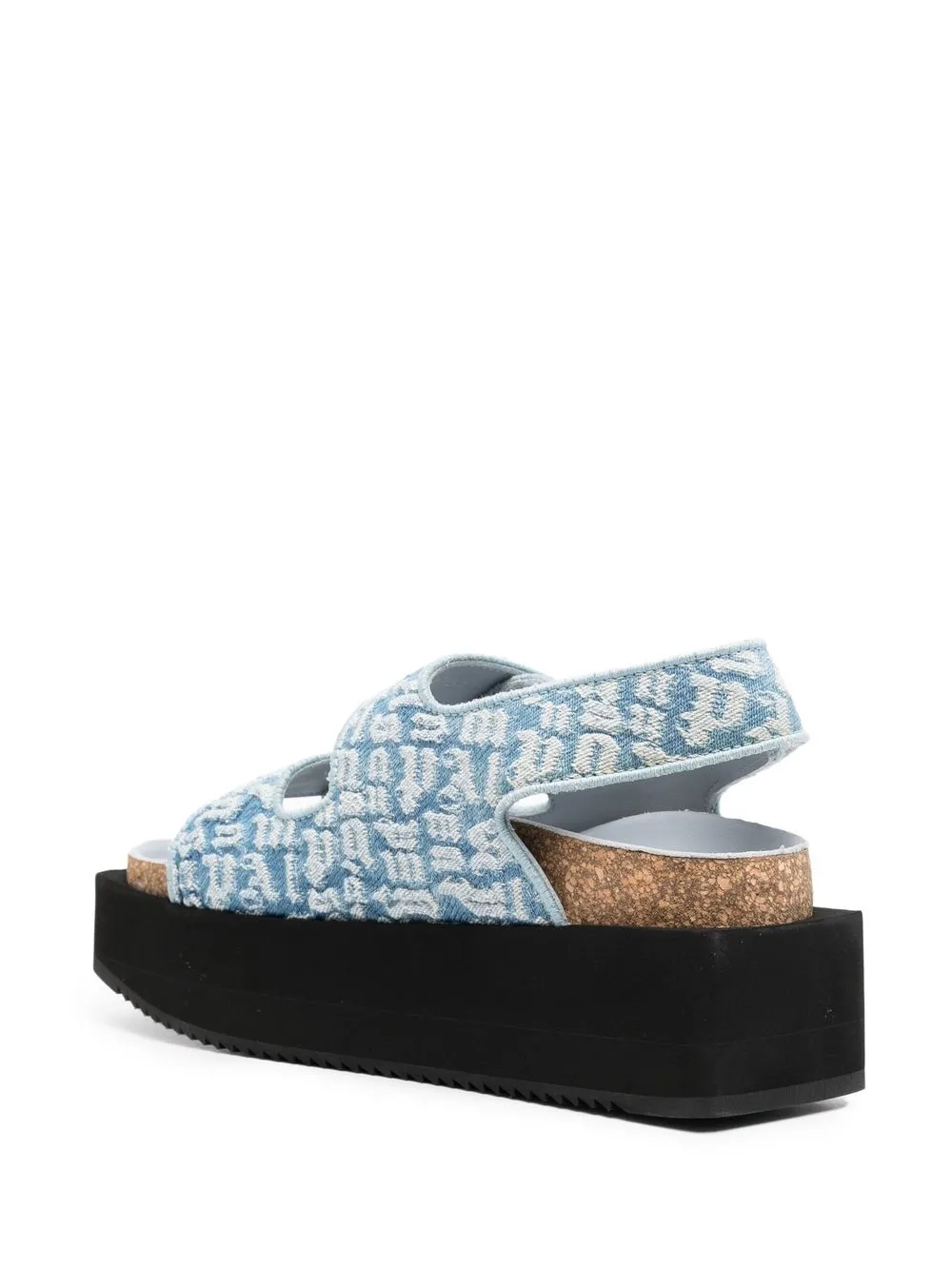 Palm Angels Logo Canvas Dual Band Sporty Sandals In Blue