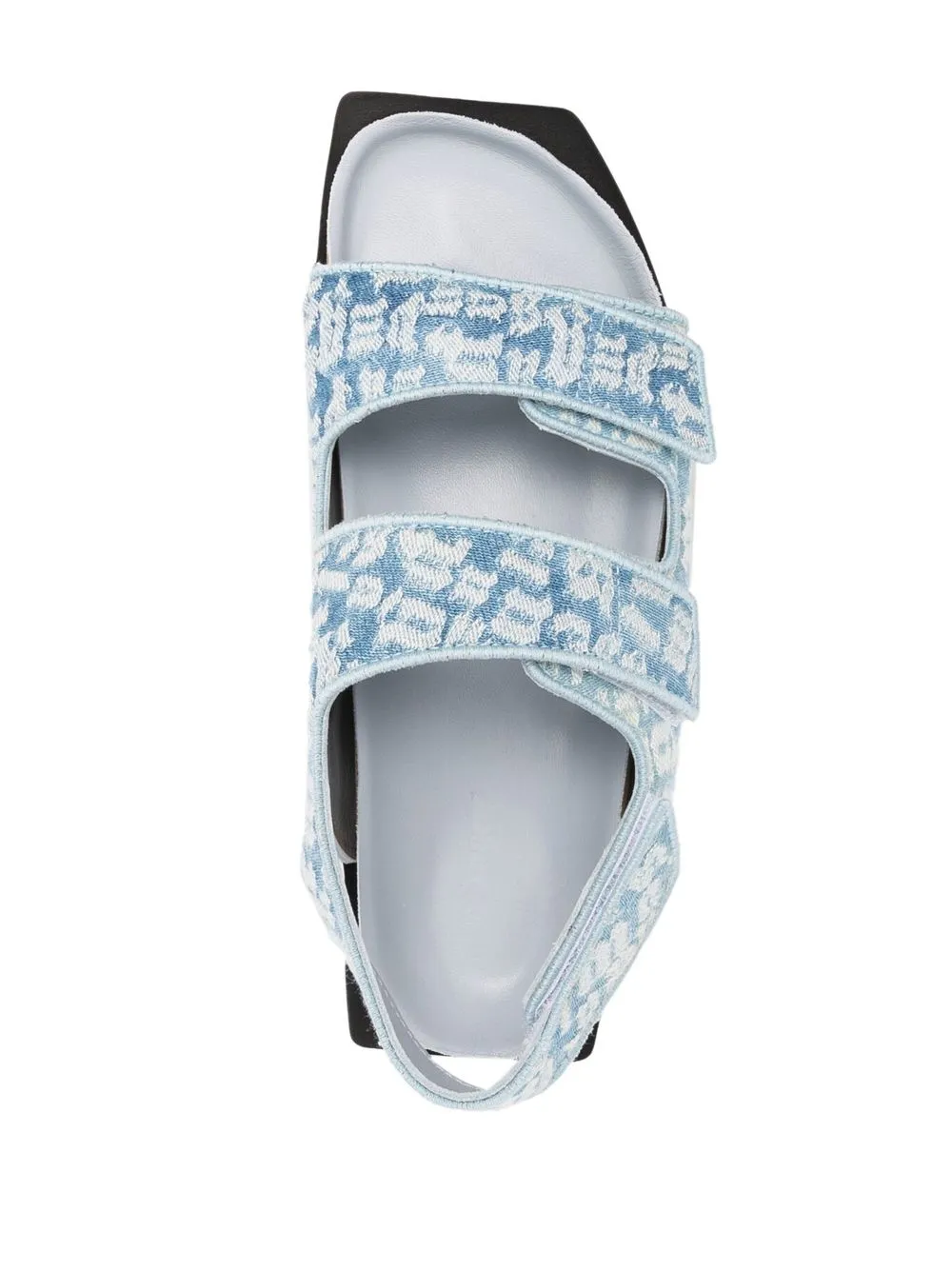Palm Angels Logo Canvas Dual Band Sporty Sandals In Blue