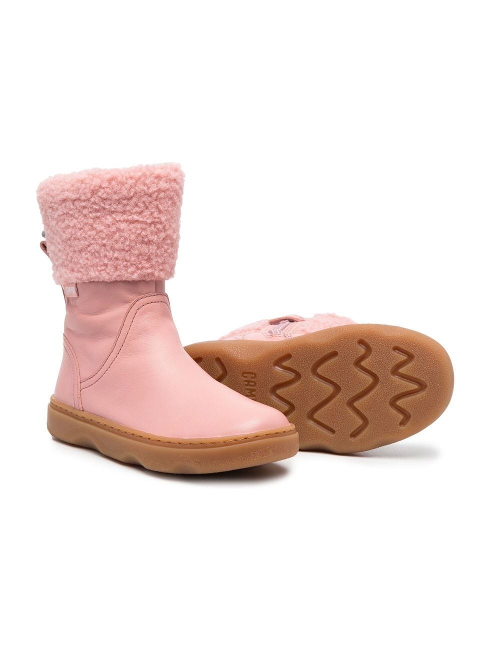 Image 2 of Camper Kids faux-shearling trimmed leather boots