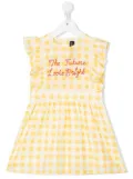 Mini Rodini slogan gingham shift dress - Yellow