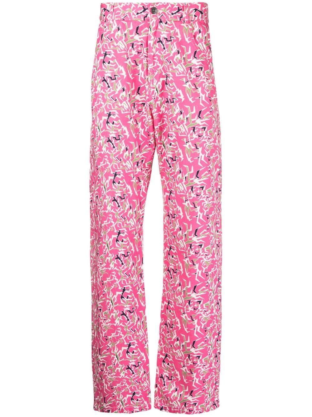 PACCBET ABSTRACT-PRINT FIVE-POCKET STRAIGHT-LEG TROUSERS