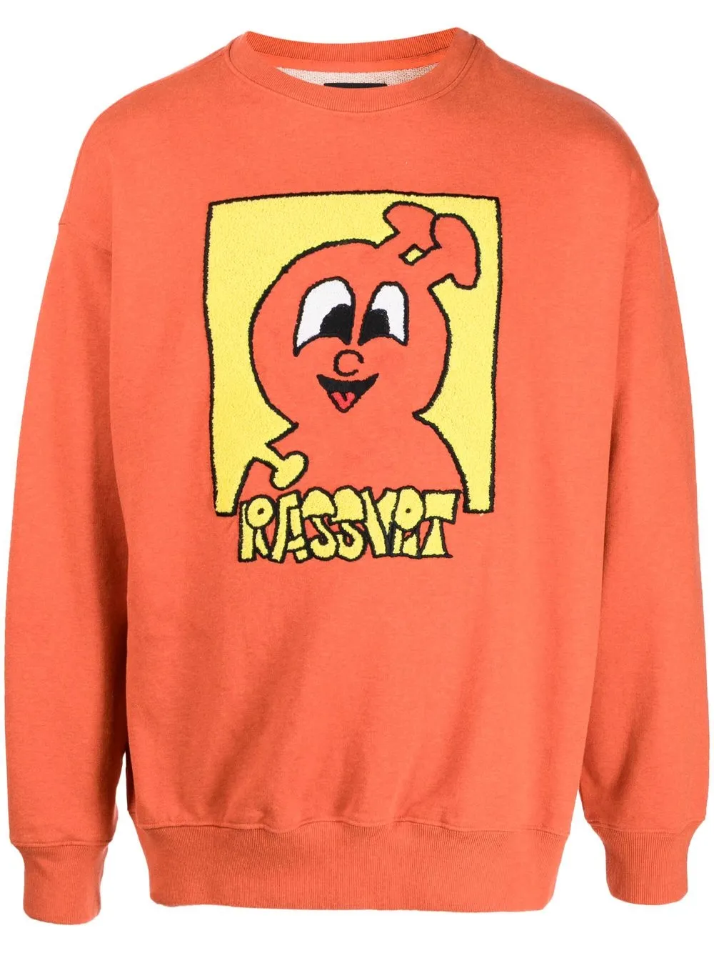 Shop Paccbet Cartoon-print Cotton Sweatshirt In Orange