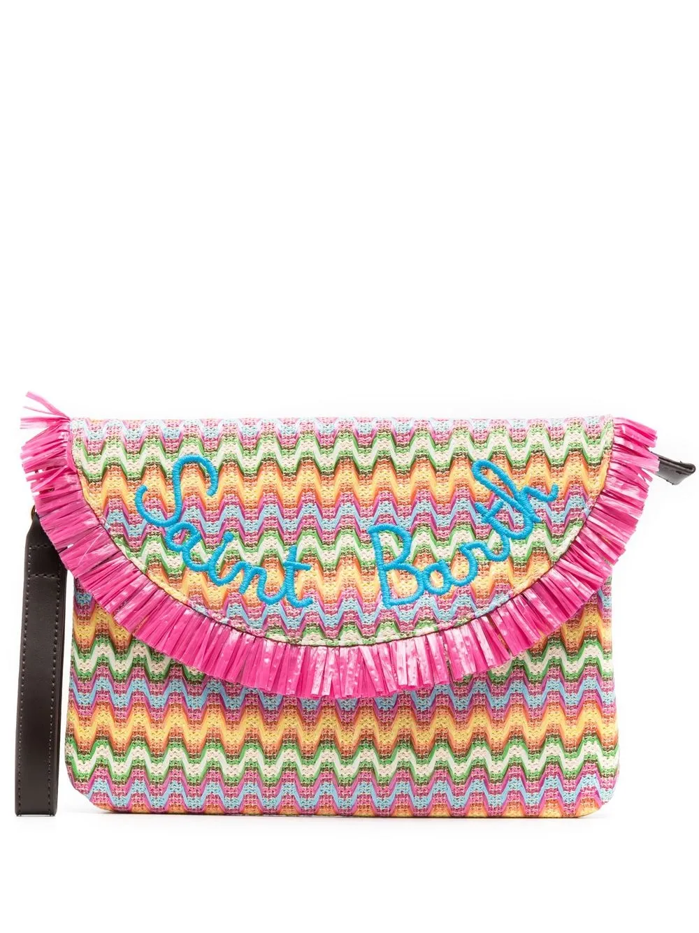 

MC2 Saint Barth chevron-pattern straw clutch - Pink