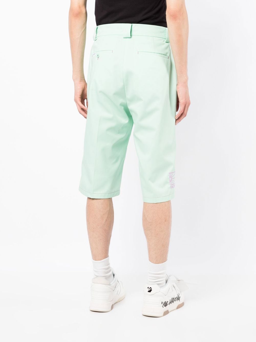 Shop Paccbet Pressed-crease Four-pocket Bermuda Shorts In Green