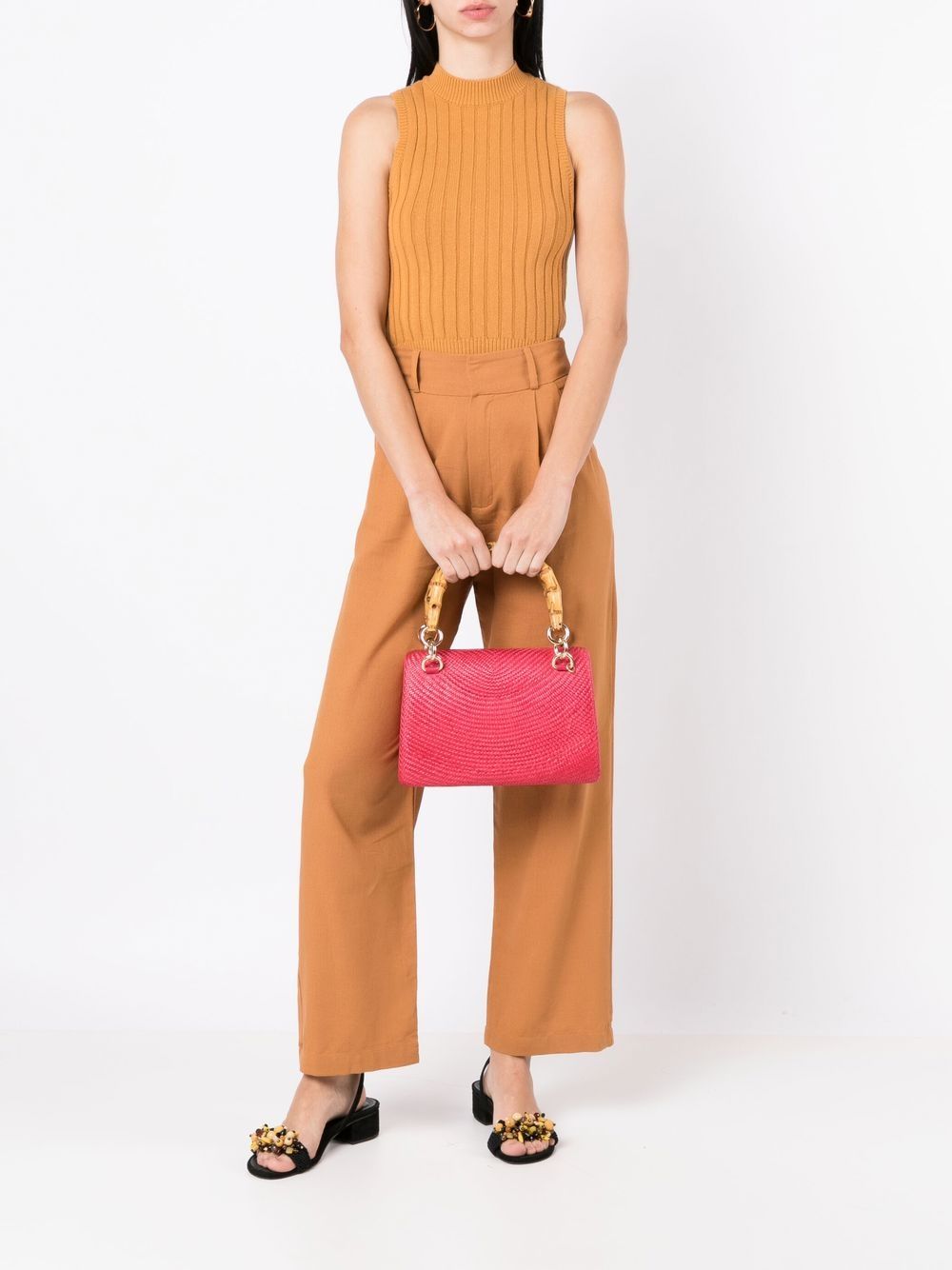 Shop Serpui Valentina Bamboo-handle Tote Bag In Pink