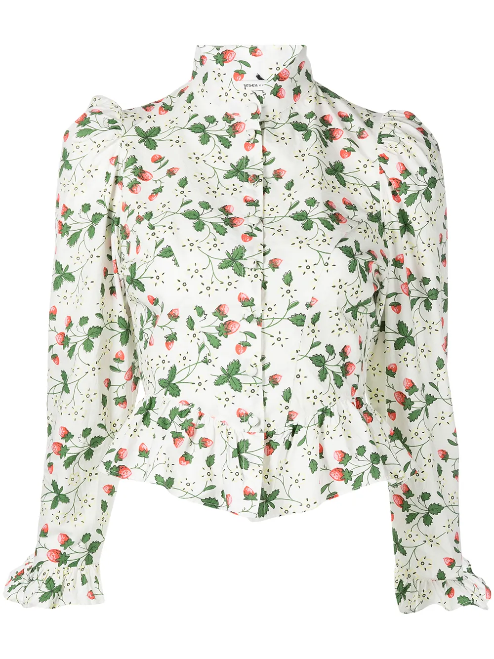 

Batsheva blusa con estampado floral y dobladillo peplim - Blanco