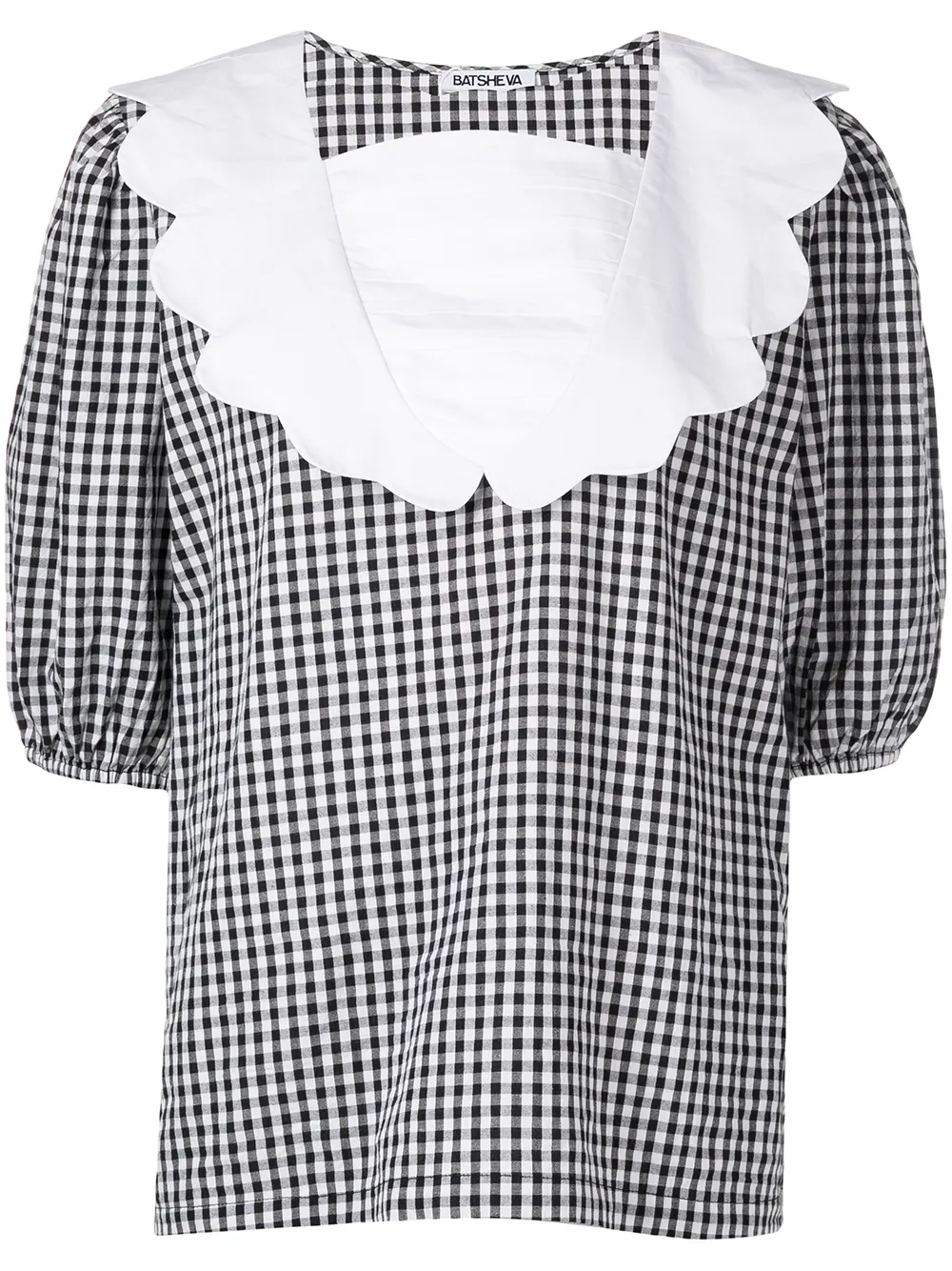 

Batsheva blusa a cuadros gingham - Negro