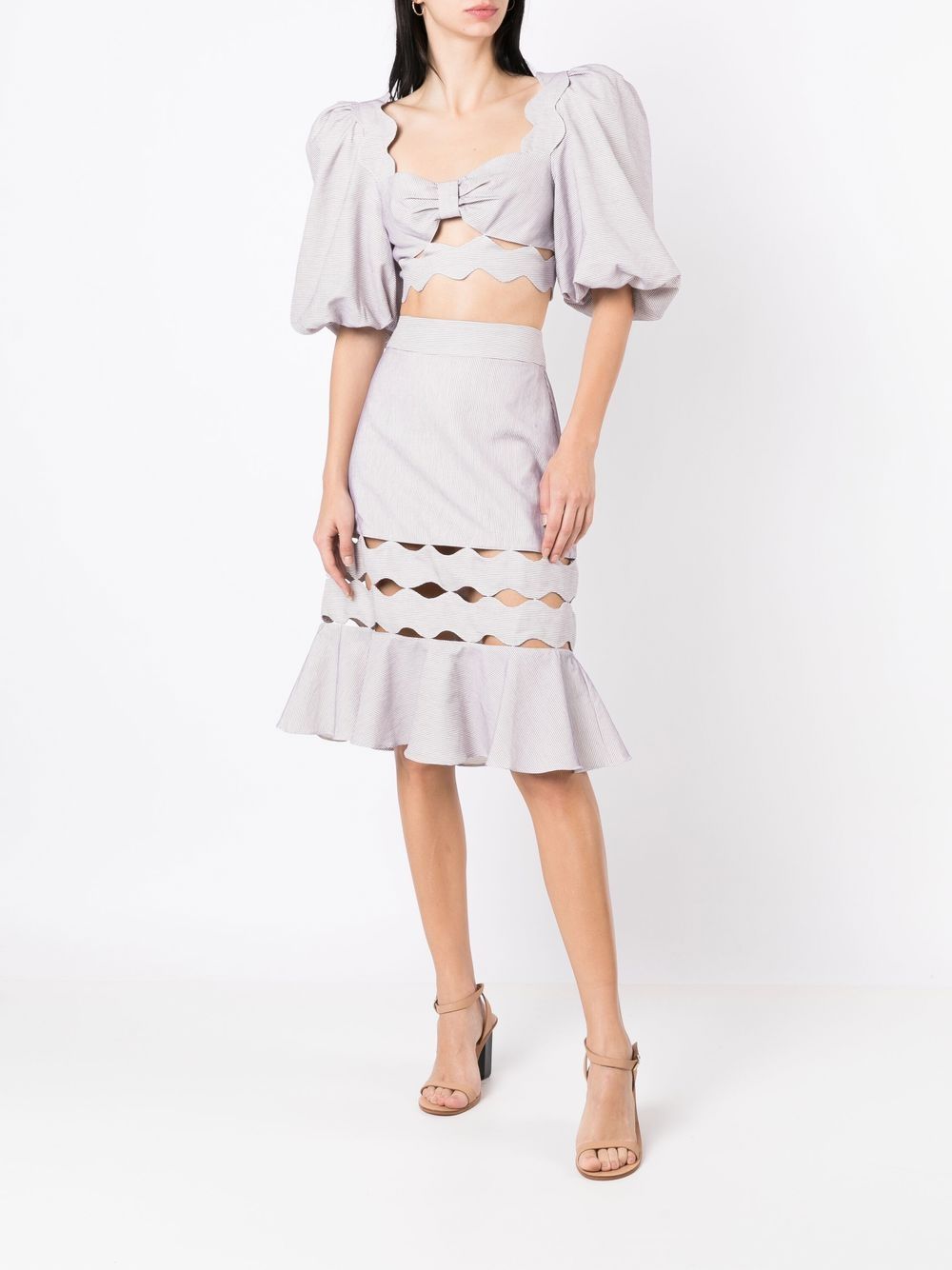 Shop Adriana Degreas Scallop-edge Skirt In Purple