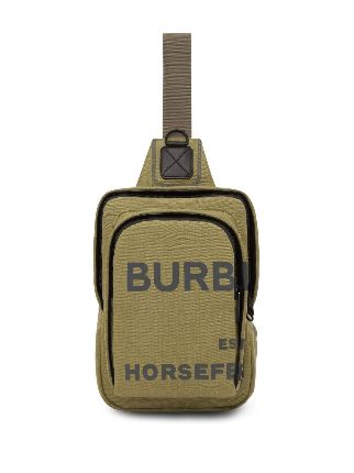 Burberry Horseferry Print one-strap Backpack | Green | FARFETCH UK