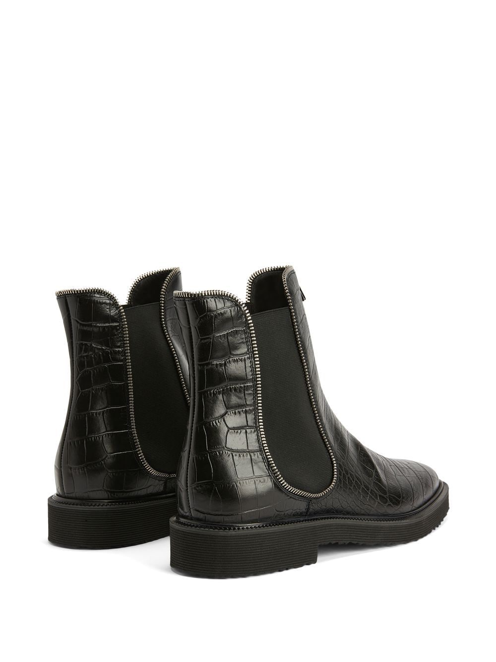 Shop Giuseppe Zanotti Crocodile-effect Leather Ankle Boots In Schwarz