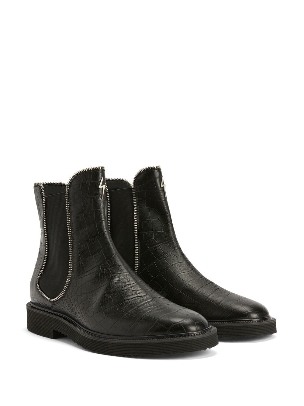 Shop Giuseppe Zanotti Crocodile-effect Leather Ankle Boots In Schwarz