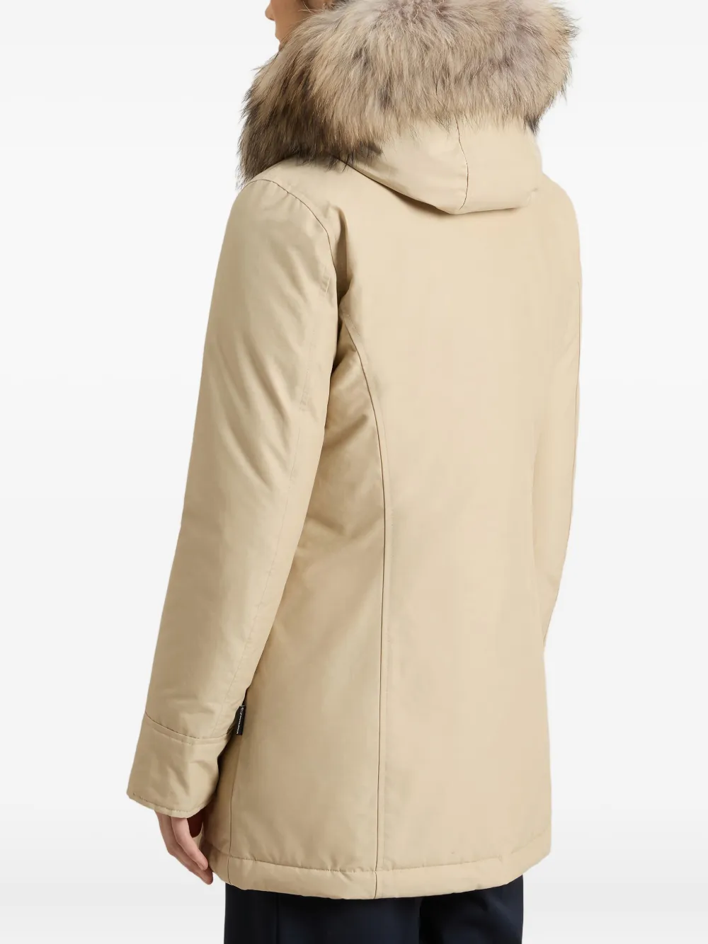 Woolrich Fur-trimmed Hooded Jacket In Neutral