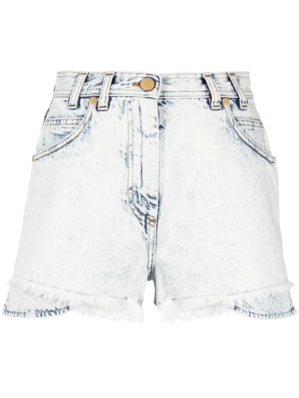 layered denim shorts