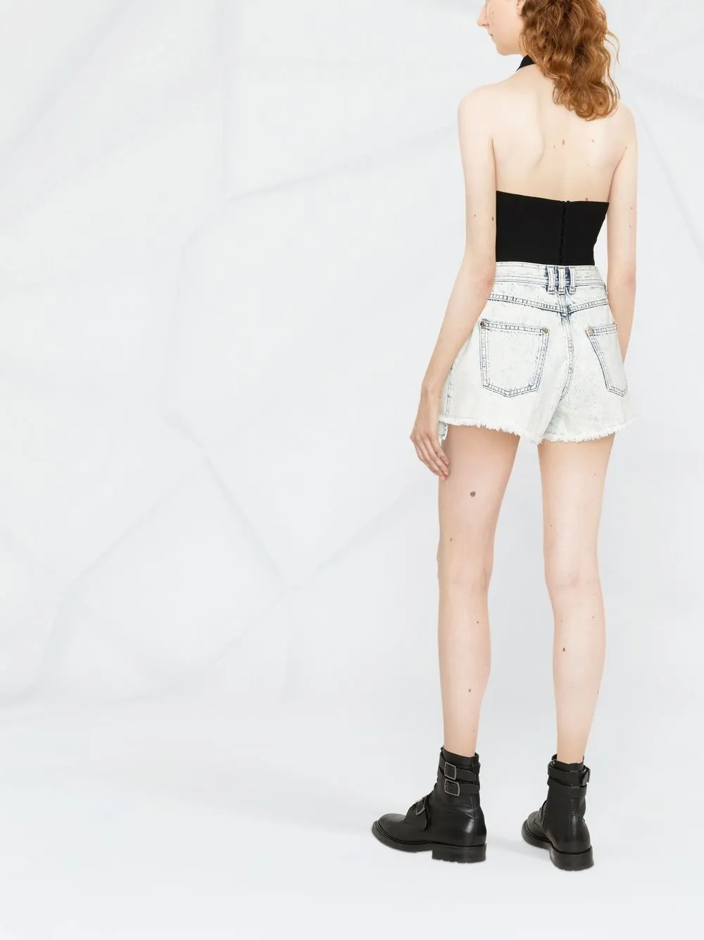 Balmain Layered Denim Shorts In Blau ModeSens