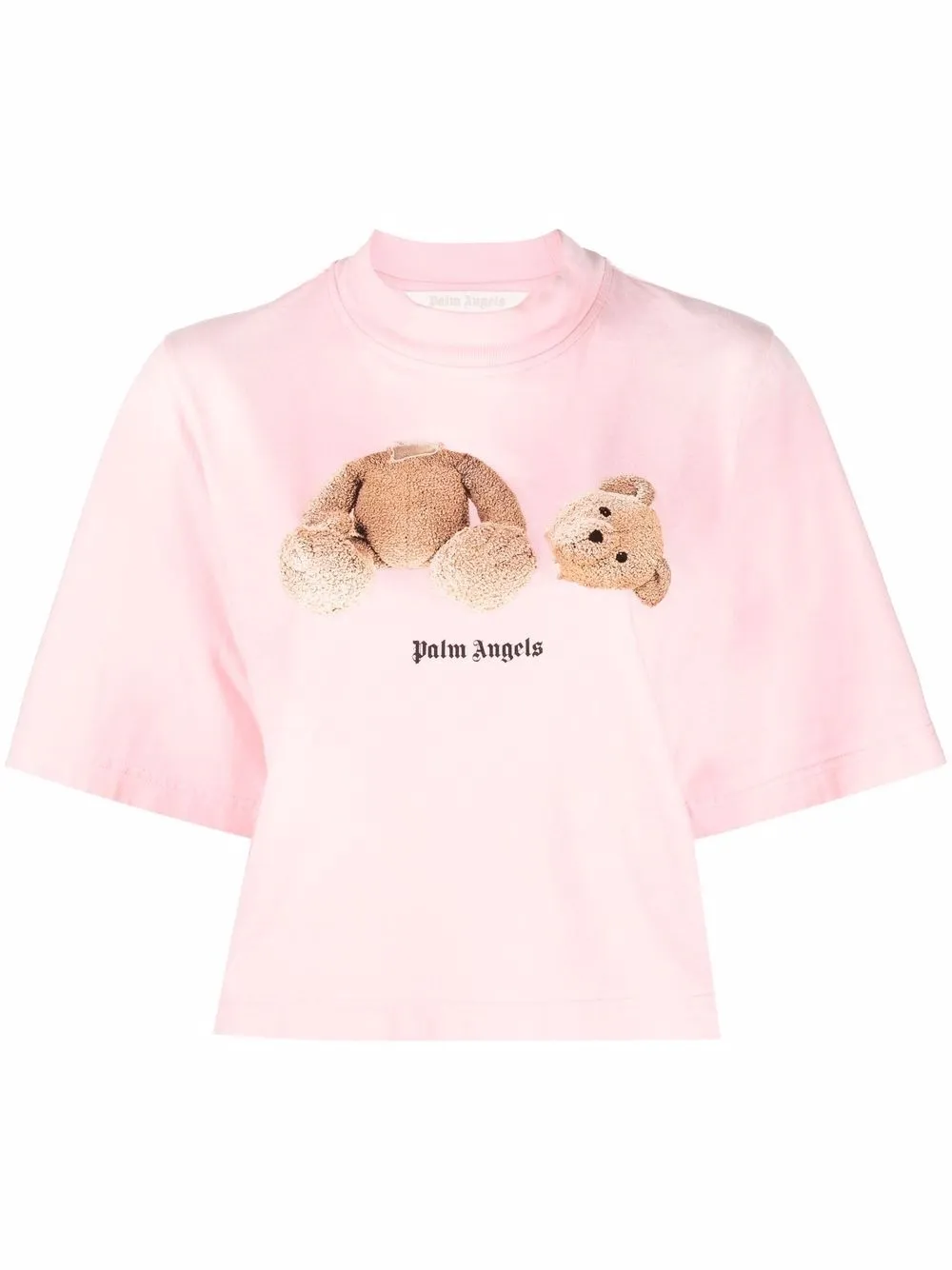 bear-print cropped T-shirt