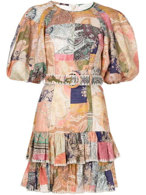 patchwork paisley mini dress