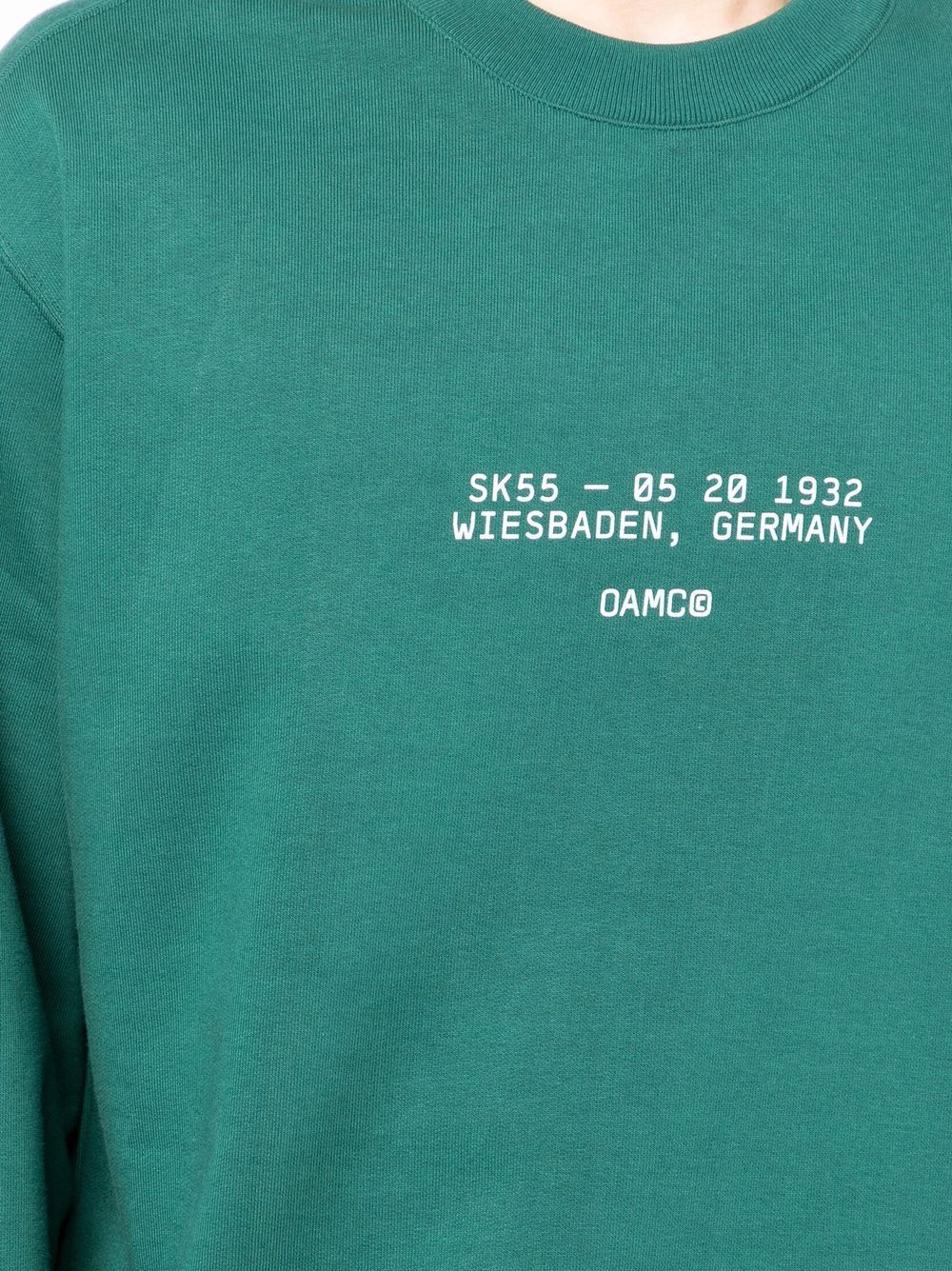 Shop Oamc Audio Slogan-print Sweatshirt In Grün