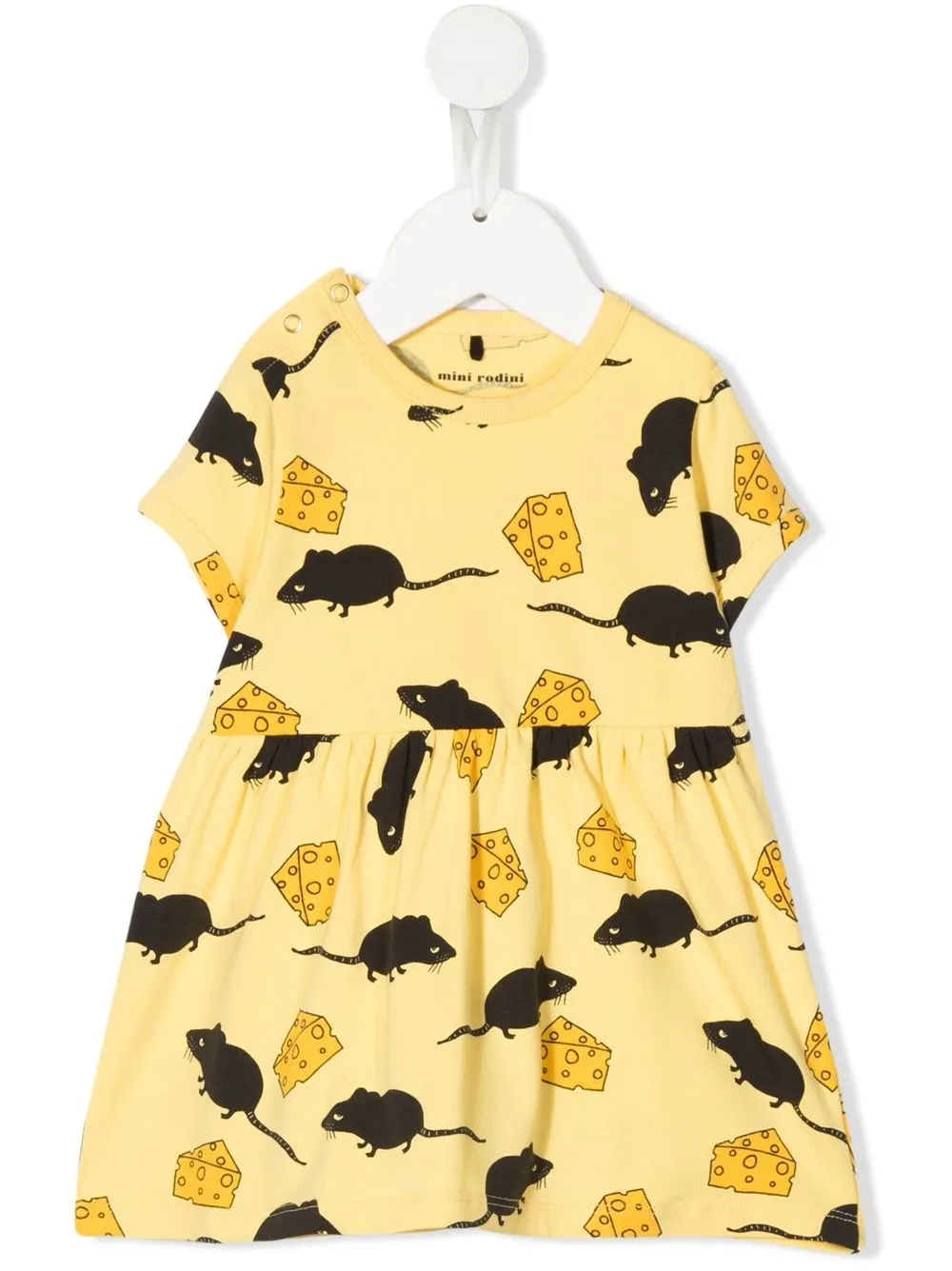 

Mini Rodini mouse-motif organic-cotton dress - Yellow