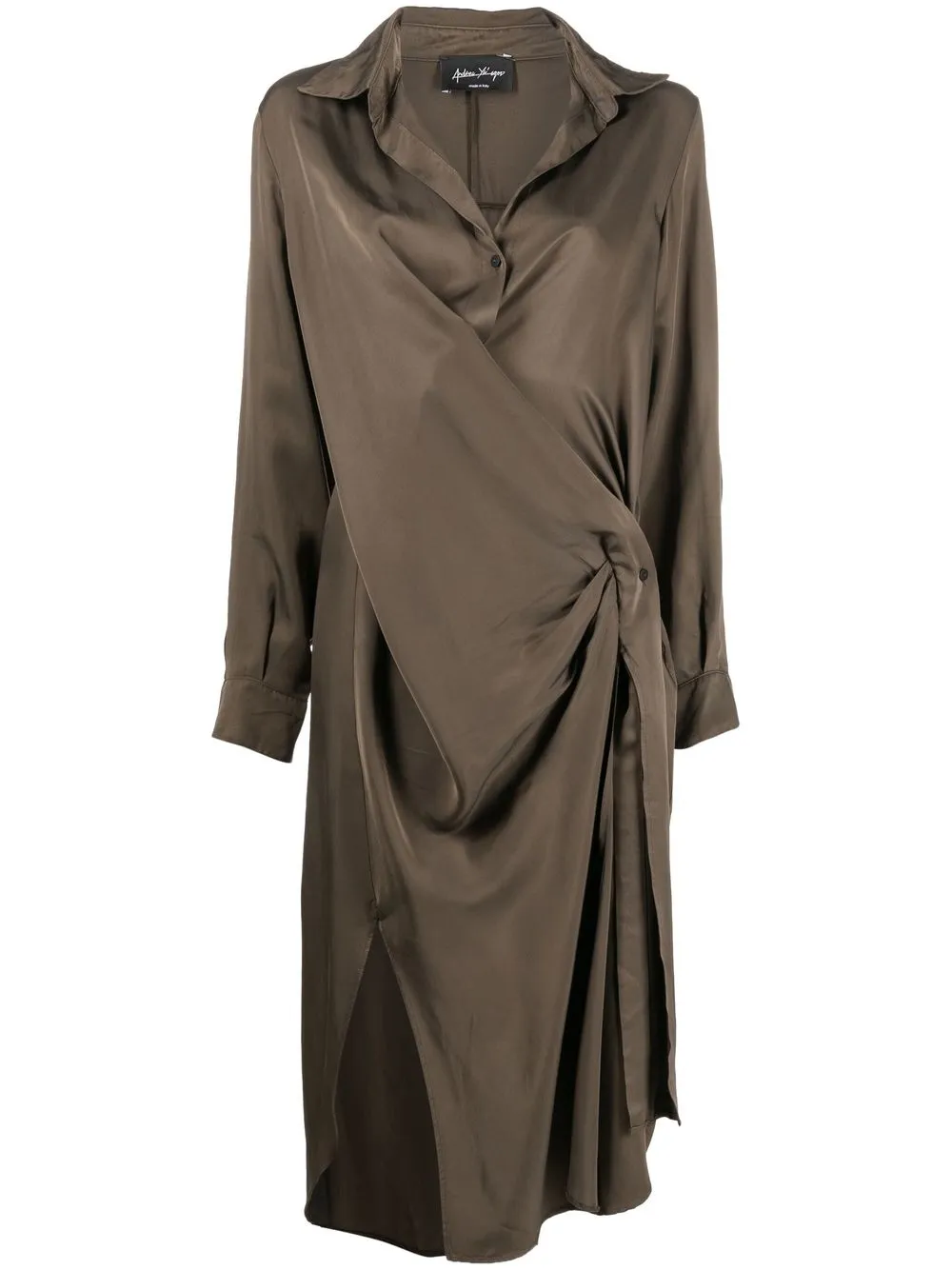 

Andrea Ya'aqov vestido midi Chemisier - Marrón