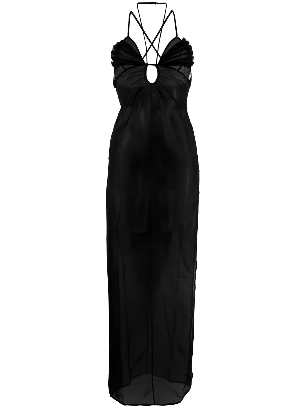 Nensi Dojaka Gathered-detail Strap-detail Dress In Black