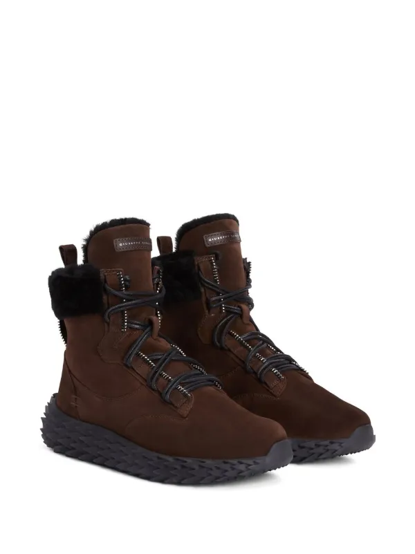 Giuseppe Zanotti シアリングハイカットスニーカー Giuseppe Zanotti シアリングトリム ハイカットスニーカー | ブラウン