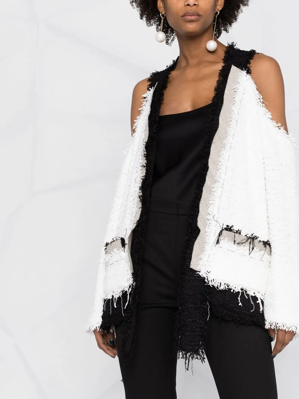 Balmain Boucle Knit Jacket In 白色