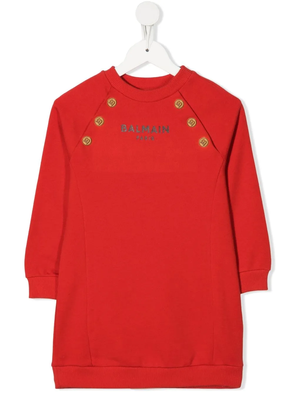 

Balmain Kids vestido estilo suéter con logo estampado - Rojo