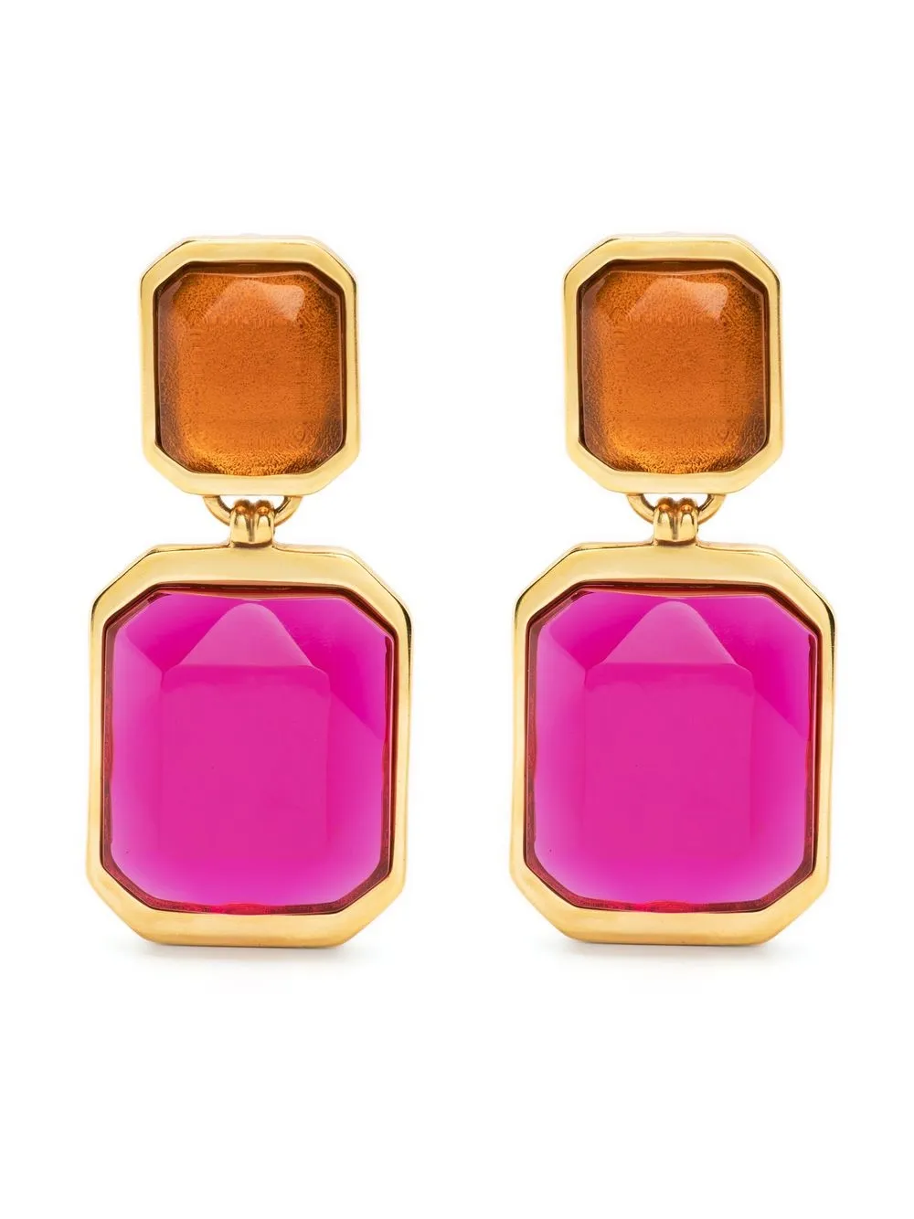 Saint Laurent Two-tone Resin Earrings In Rosa