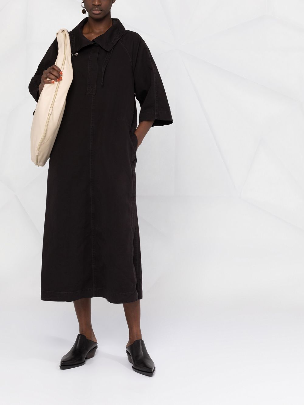 Shop Lemaire Long Shirt Dress In Black