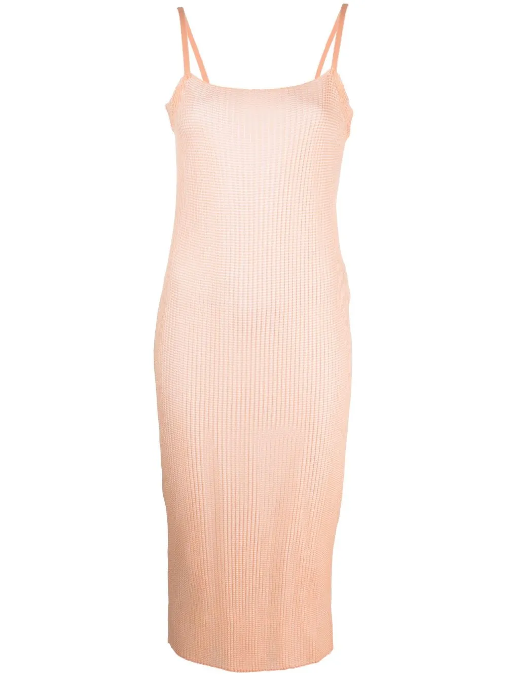 

Low Classic vestido midi tejida de canalé transparente - Naranja