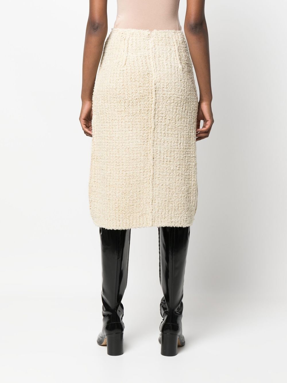 Shop Maison Margiela Knitted Midi Skirt In Neutrals