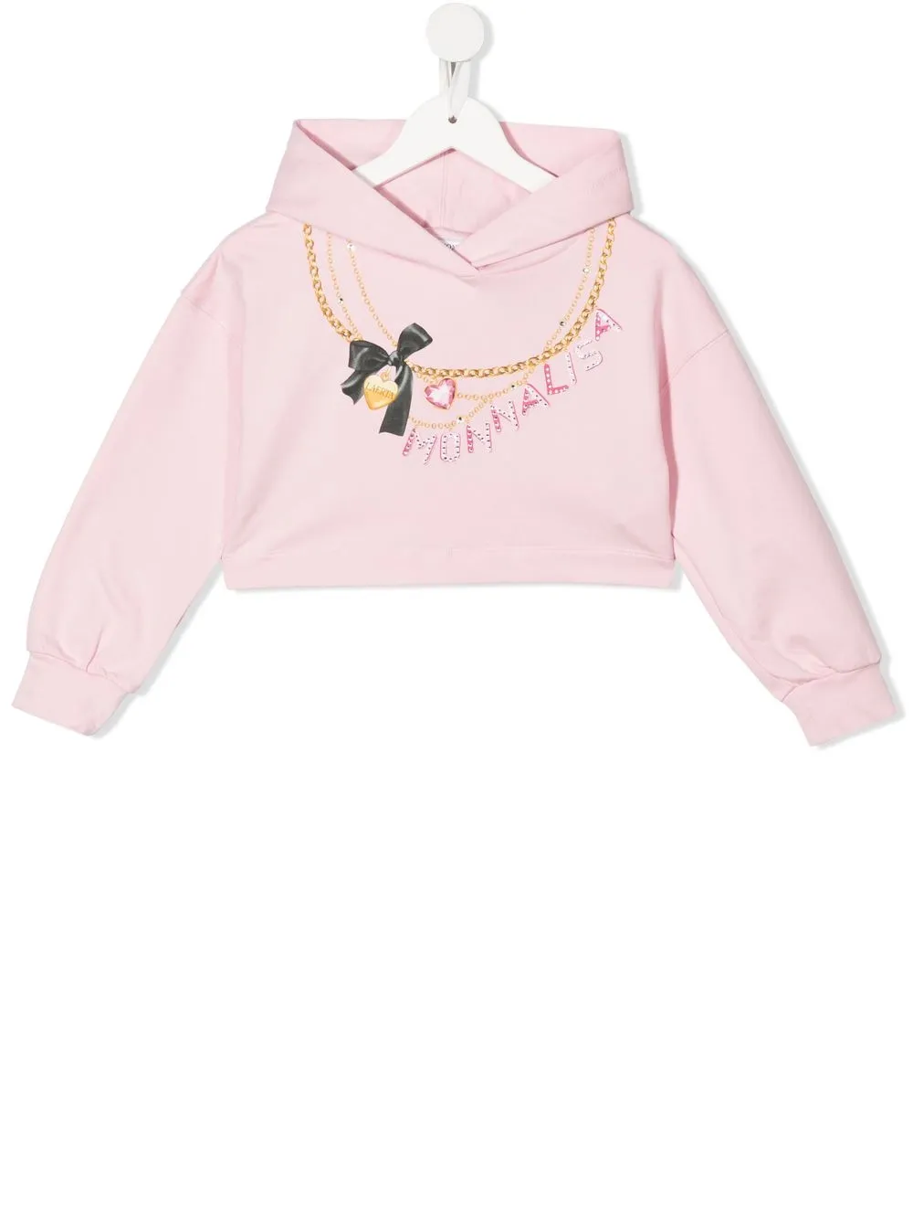 

Monnalisa graphic-print rhinestone hoodie - Pink