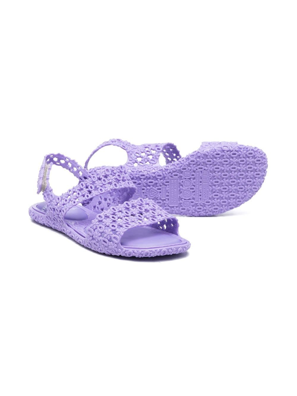 Shop Mini Melissa Embroidered Sling-back Sandals In Purple