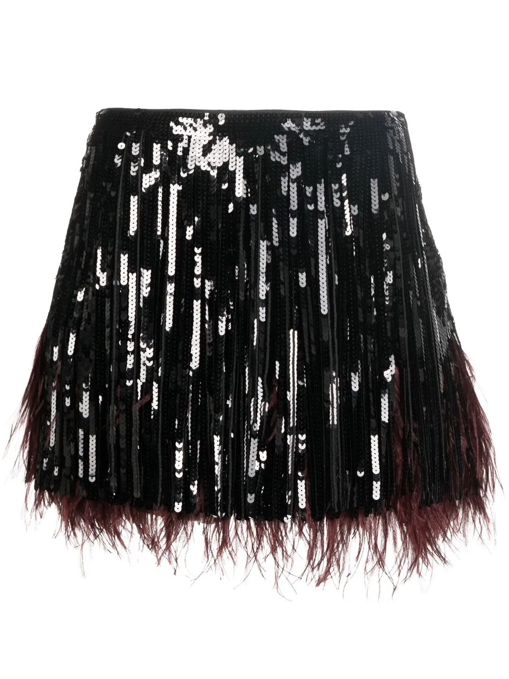 

Nº21 falda corta con plumas y lentejuelas - Negro