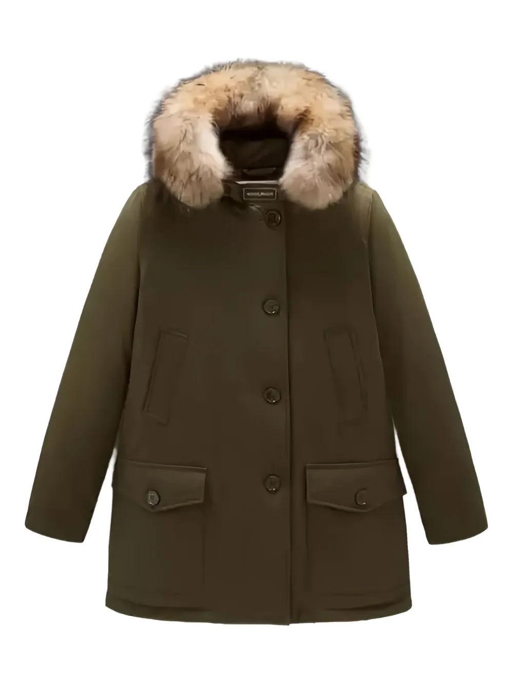 Woolrich fur-trimmed hooded jacket | Green | Image 1