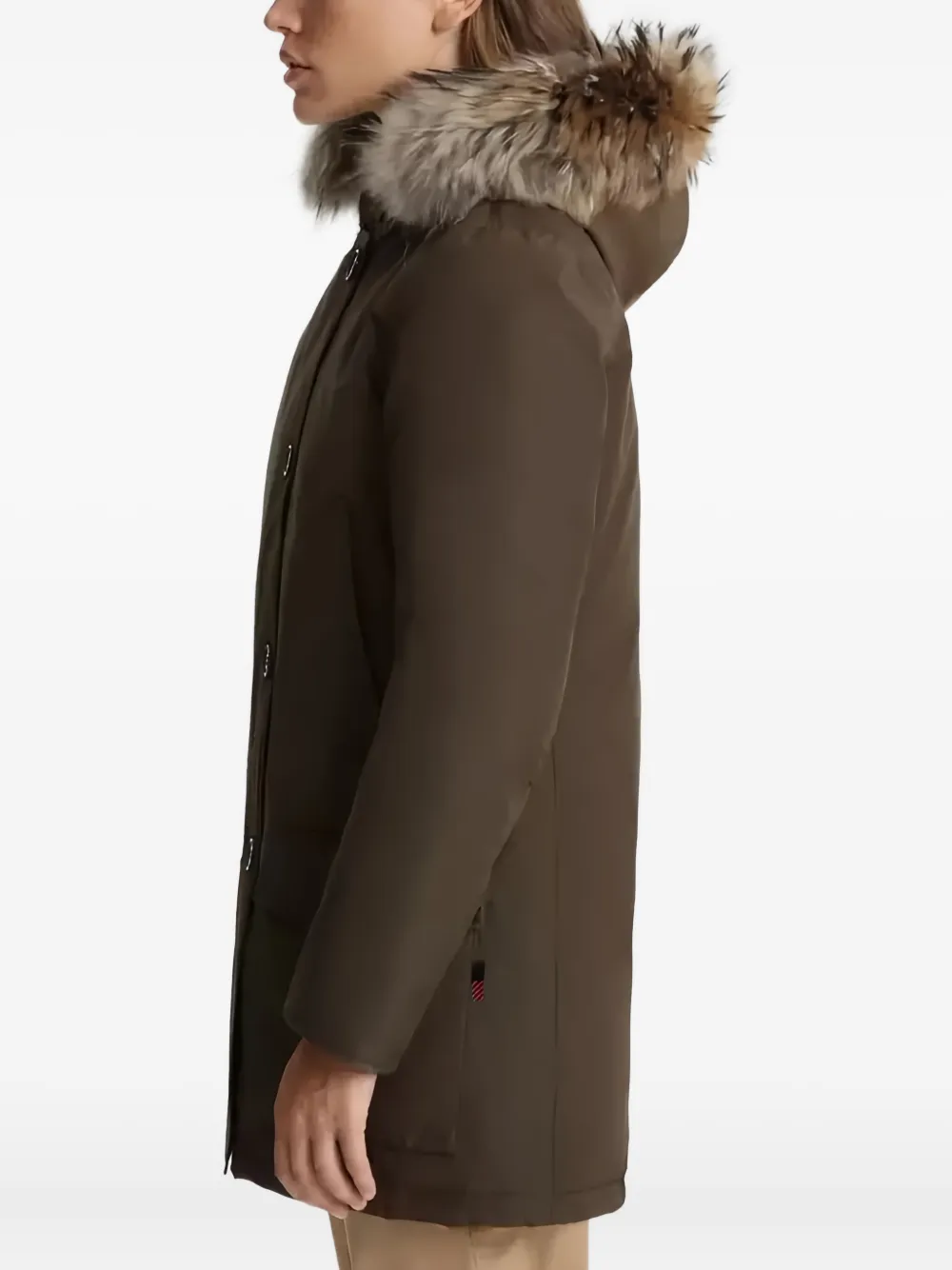 Woolrich Fur-trimmed Hooded Jacket In Brown