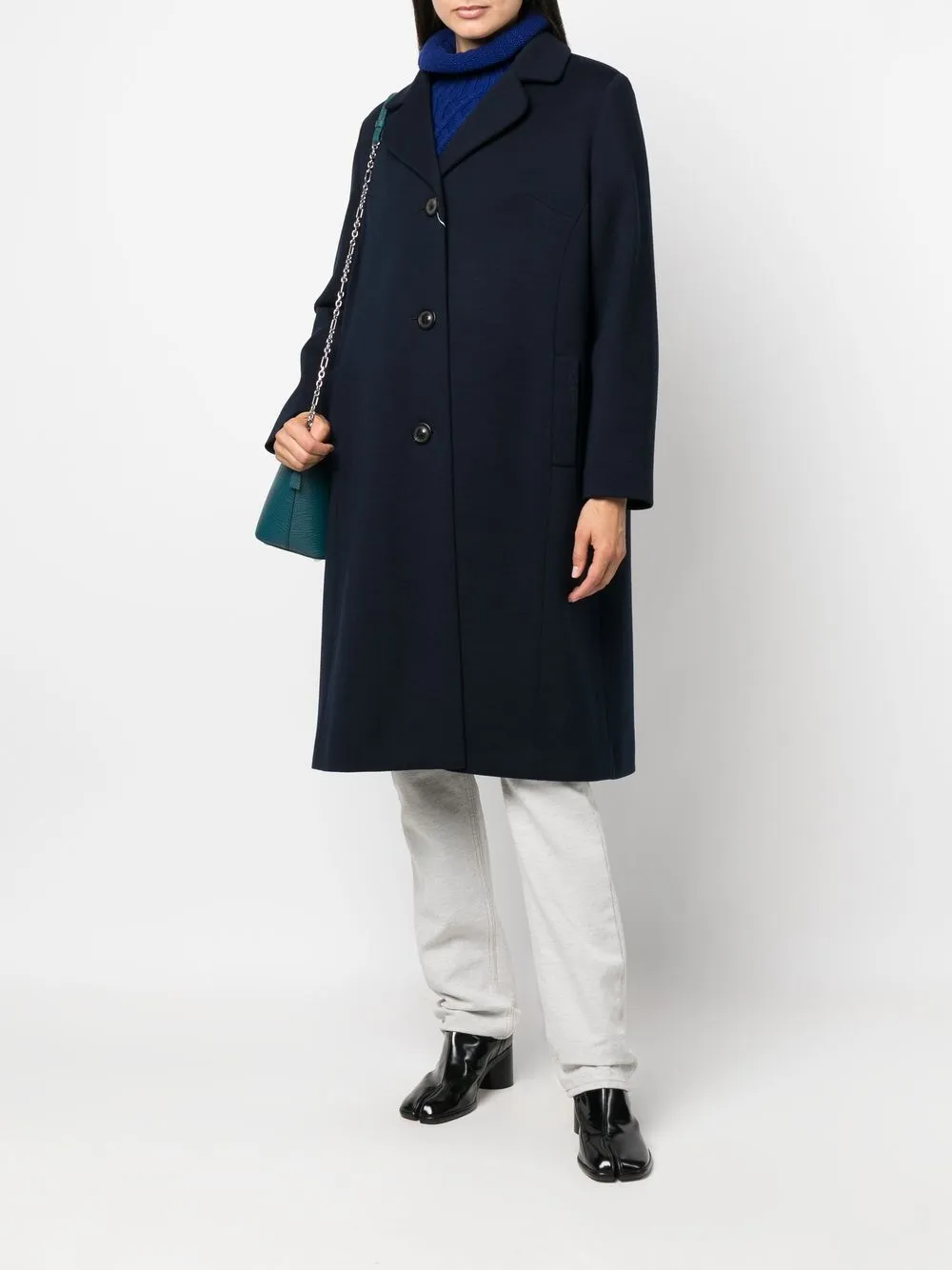 Maison Margiela Single-breasted Wool-blend Coat In Blue | ModeSens