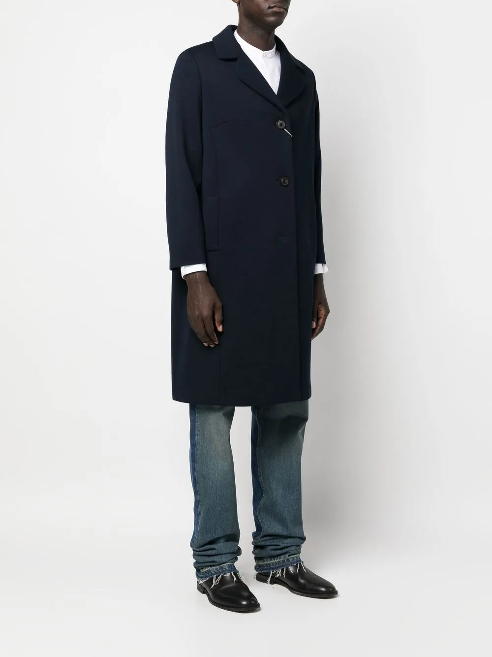 Maison Margiela Single-breasted Wool-blend Coat In Blue | ModeSens