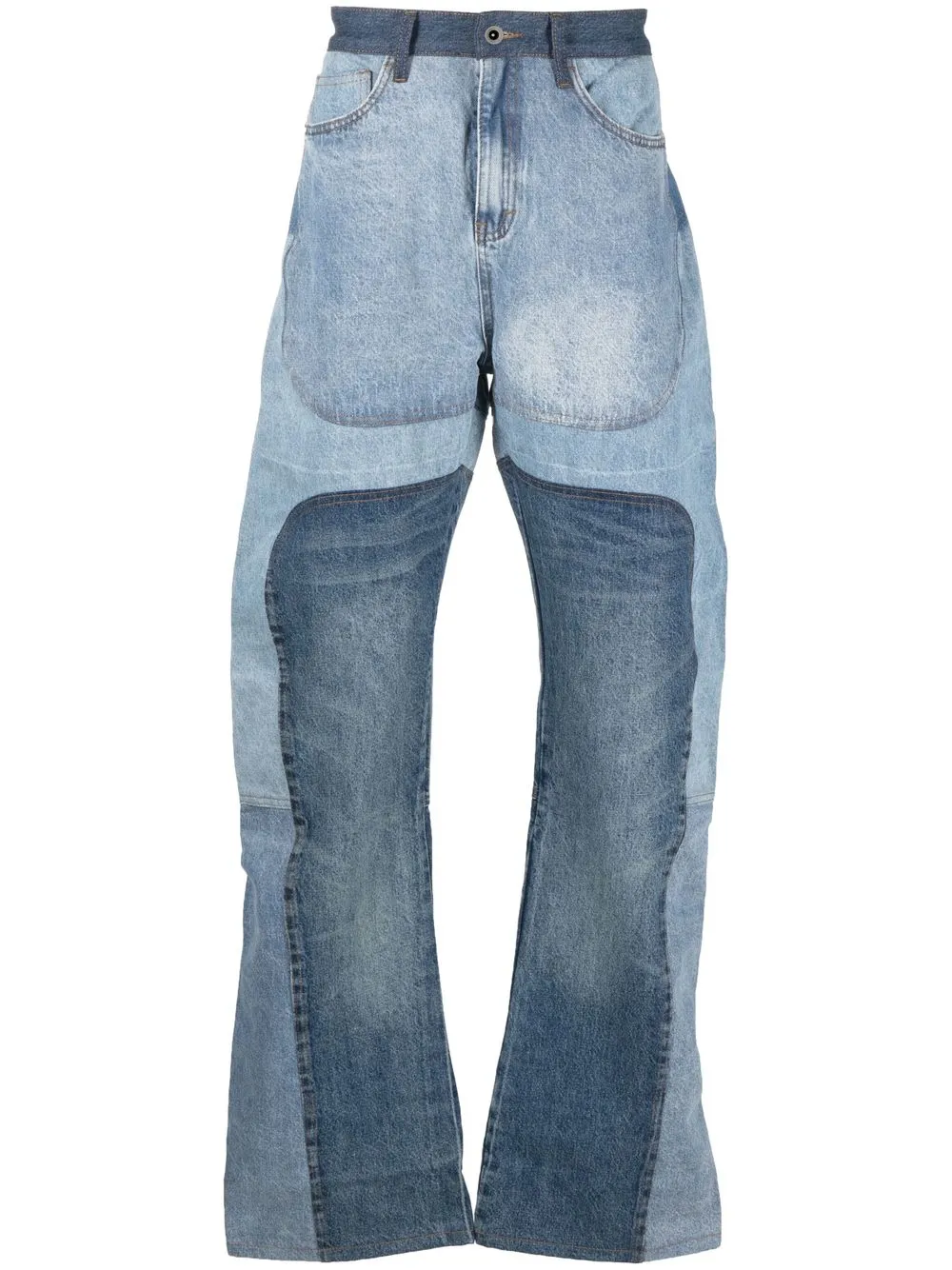 

Who Decides War jeans anchos con diseño patchwork - Azul