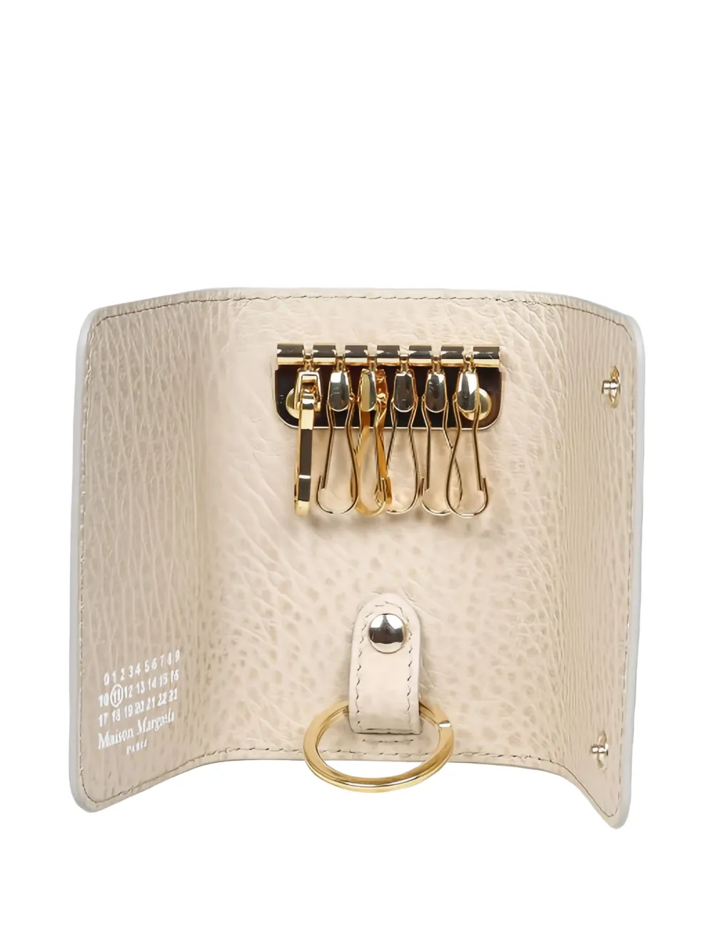 Maison Margiela Leather Keyring Case In White