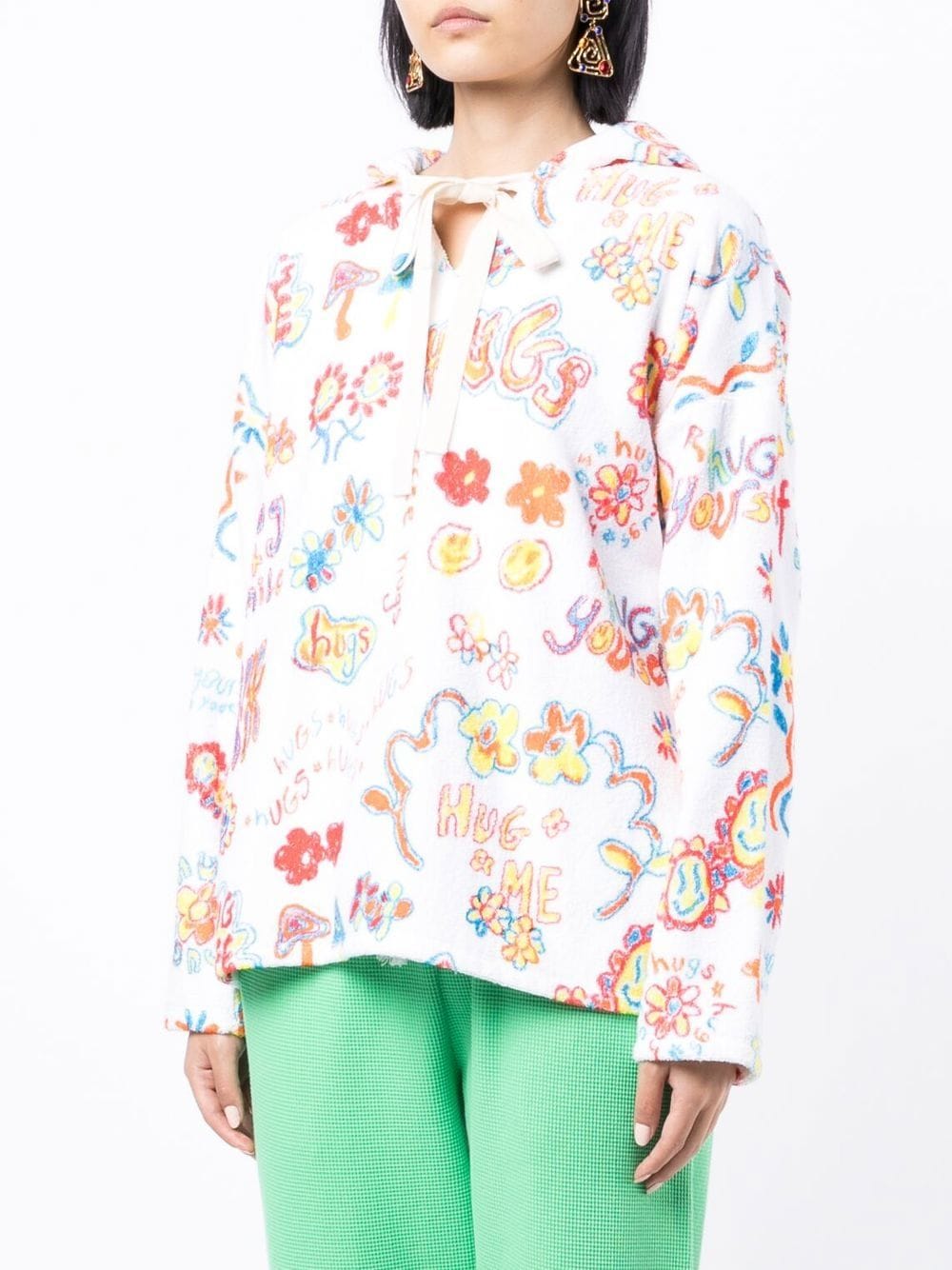 Shop Mira Mikati Sketch-print Cotton Hoodie In Multicolour