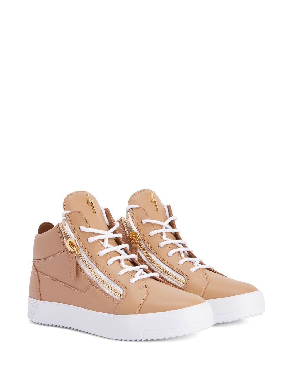 Shop Giuseppe Zanotti Nicki Mid-top Leather Sneakers In Neutrals
