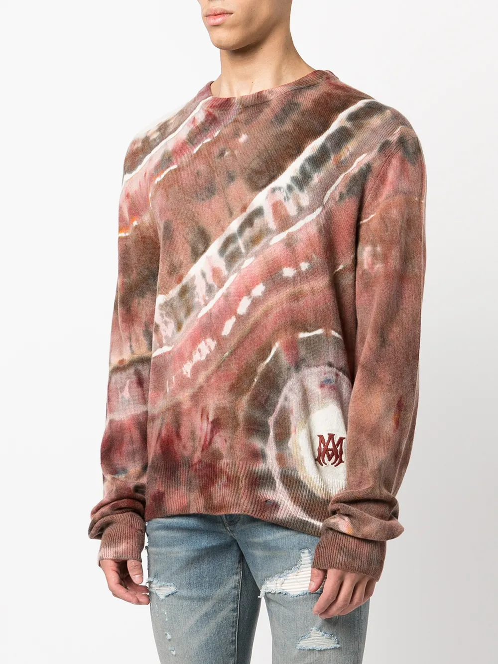  Amiri Kaschmirpullover Mit Batikmuster   Rot 