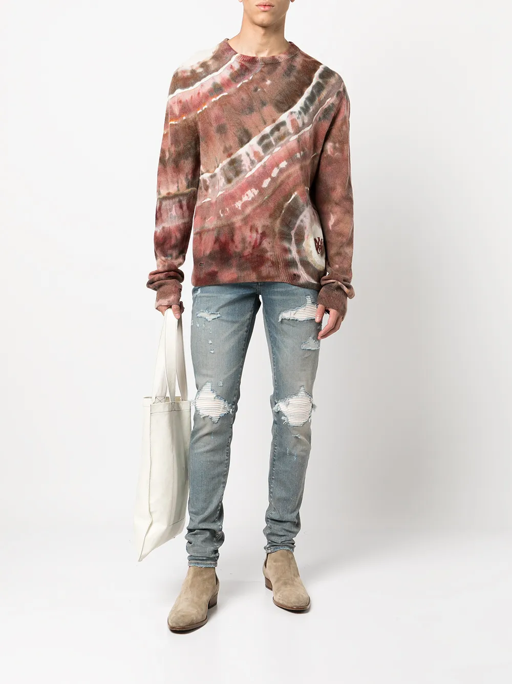 Amiri Kaschmirpullover Mit Batikmuster   Rot 
