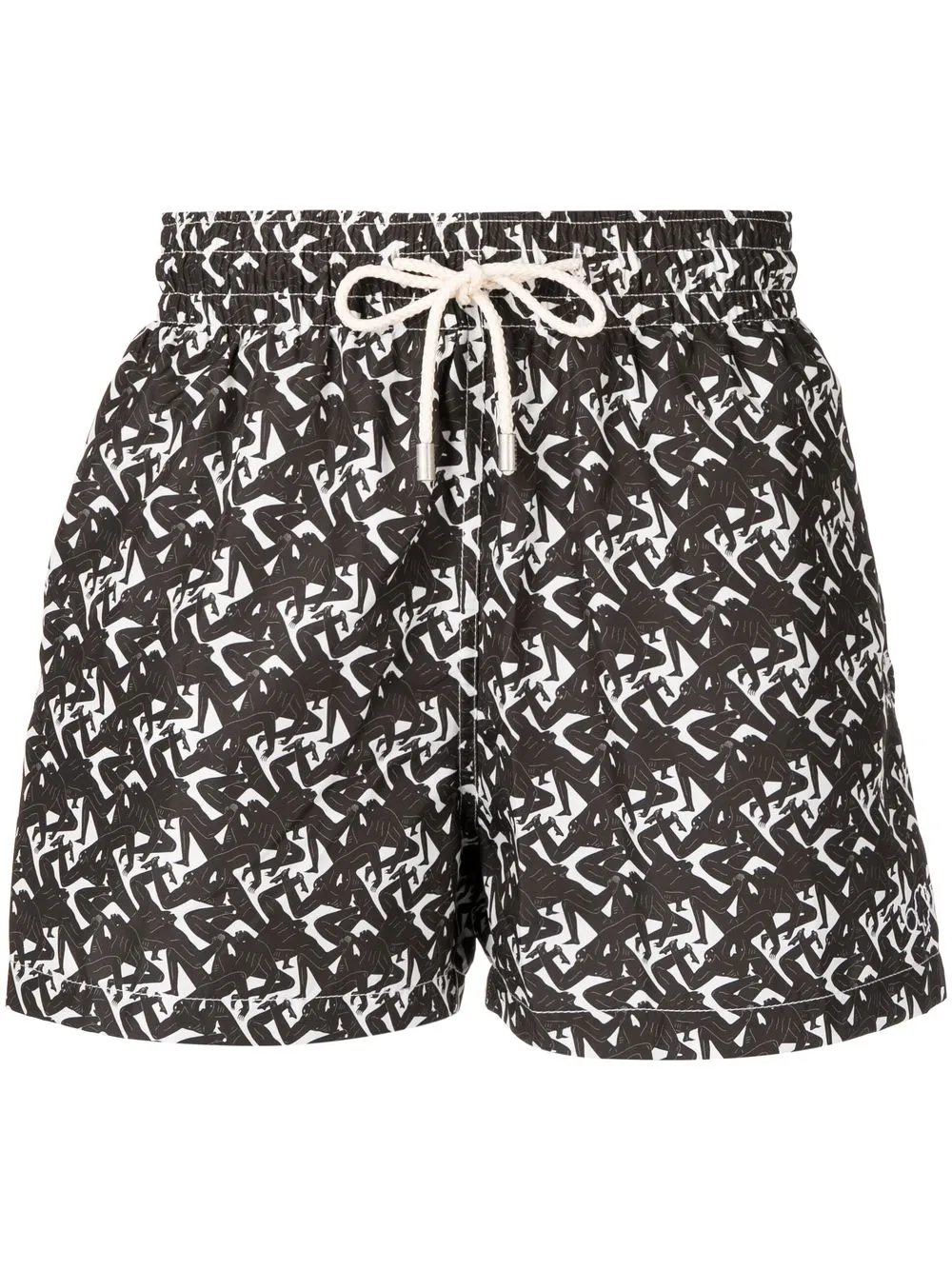 

Arrels Barcelona abstract-print drawstring-waist swim shorts - Black