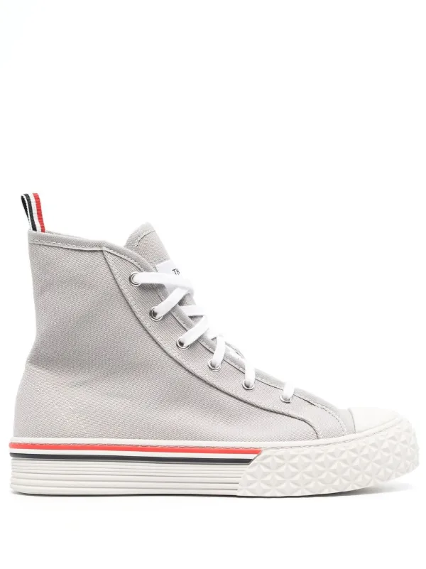 【関税込み】thom browne 'Collegiate' sneakers THOM BROWNE Collegiate leather high-top sneakers | THE OUTNET